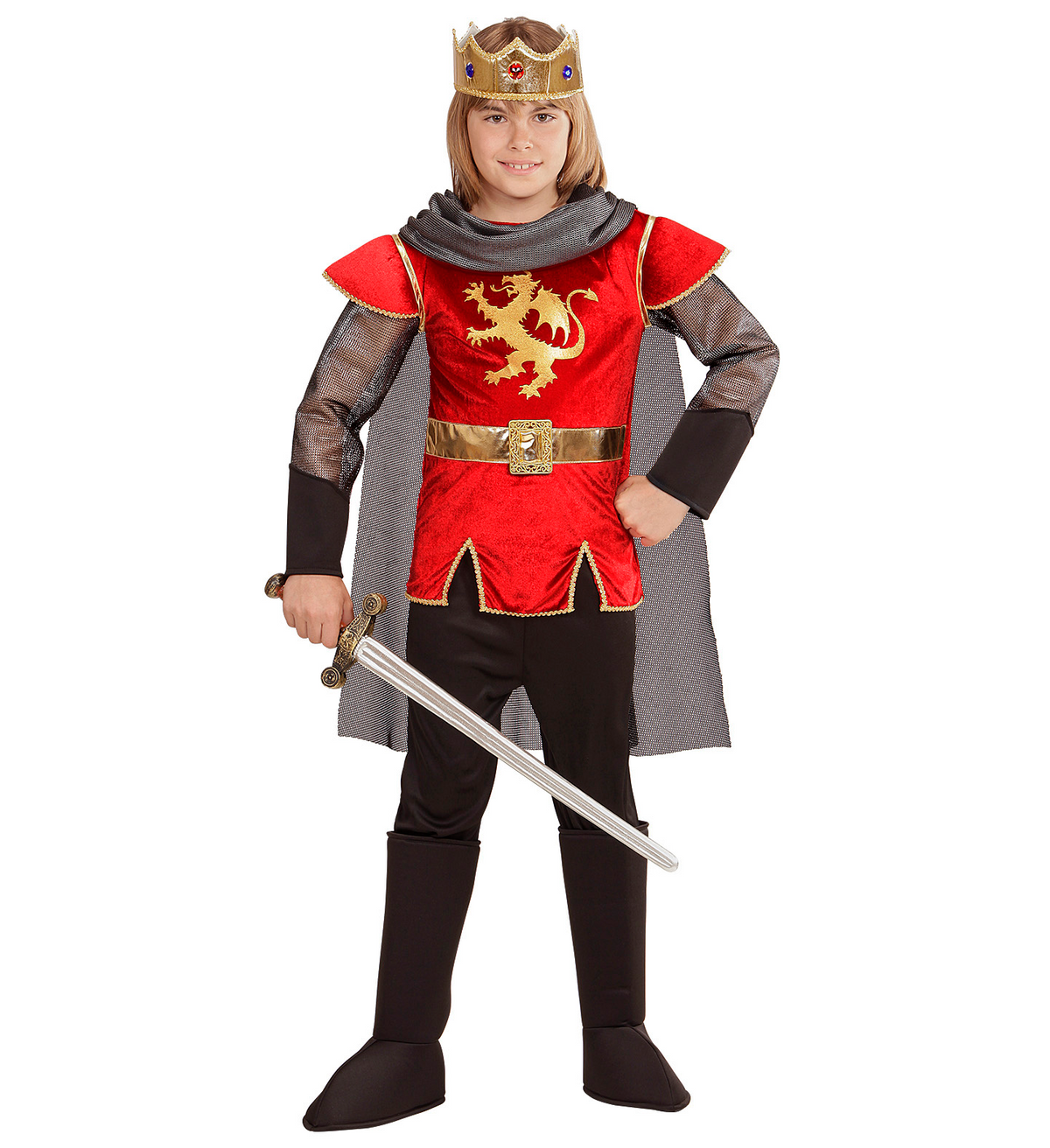 Vestito Carnevale + Accessori Re Artù Costume Spada Antica con Fodero 5/7 Anni Travestimento - 0549+86244