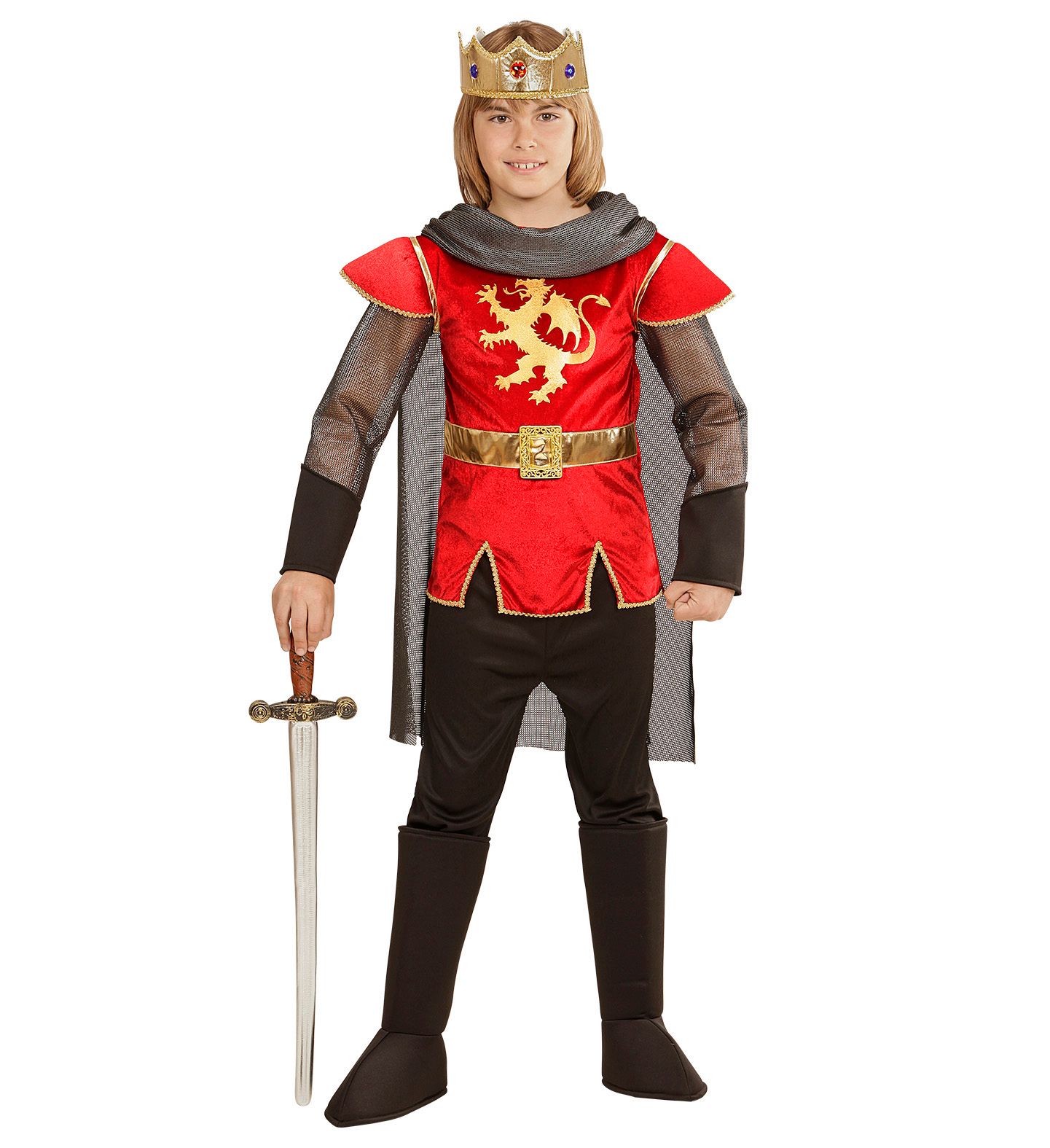 Vestito Carnevale + Accessori Re Artù Costume Spada Antica con Fodero 8/10 Anni Travestimento - 0549+86244