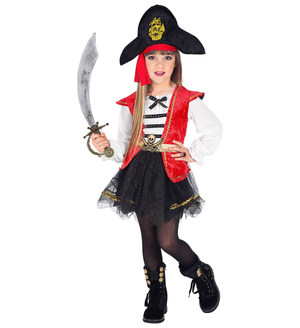 Vestito Carnevale + Accessori Capitano Pirata Vestito Cappello Sciabola 4/5 Anni Travestimento - 0698+7007b