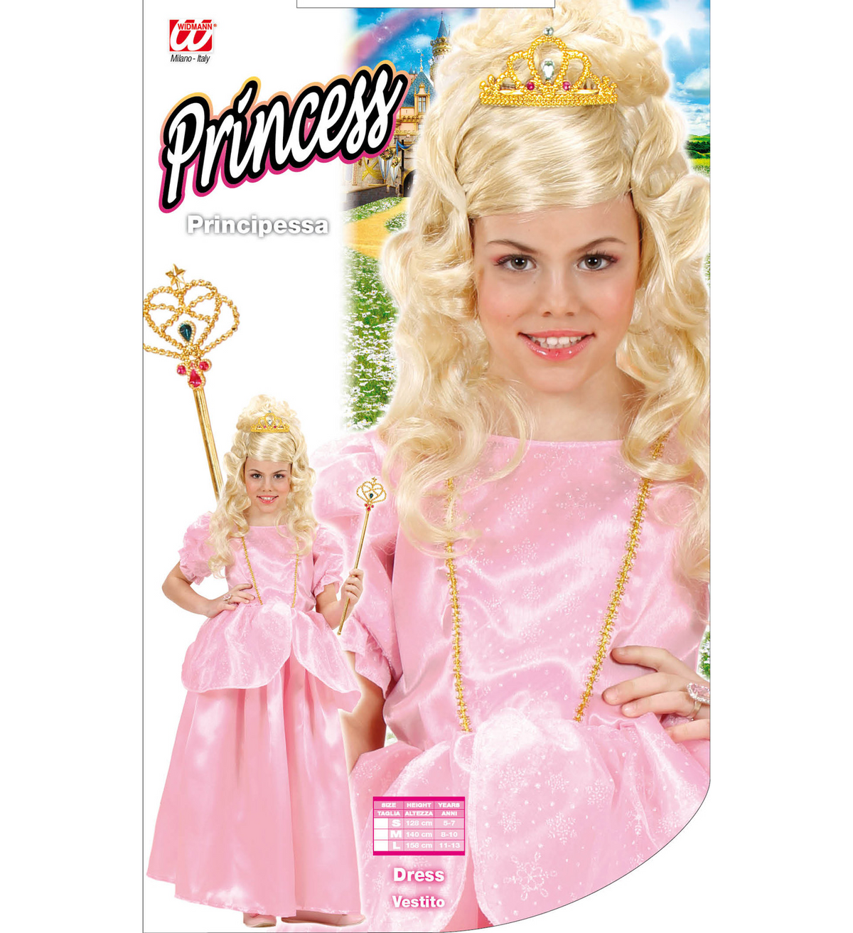 Costume Vestito Abito Travestimento Carnevale Halloween Cosplay Bambina Principessa Rosa - 1276