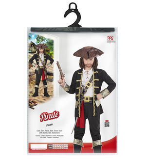 Vestito Carnevale + Accessori Capitano Pirata Costume Cappello Pistola 11/13 Anni Travestimento - 1527+04859