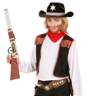 Vestito Carnevale + Accessori Cowboy Costume Cappello Fucile con Suono e Luci 8/10 Anni Travestimento - 5880+2475k+2782s
