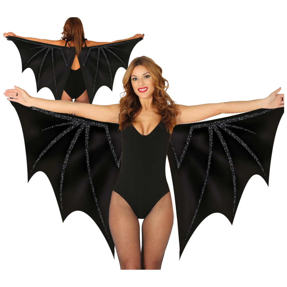 Ali Pipistrello Nere in Tessuto 170 X 80 CM Accessori Travestimento Costume Carnevale Halloween - 16880