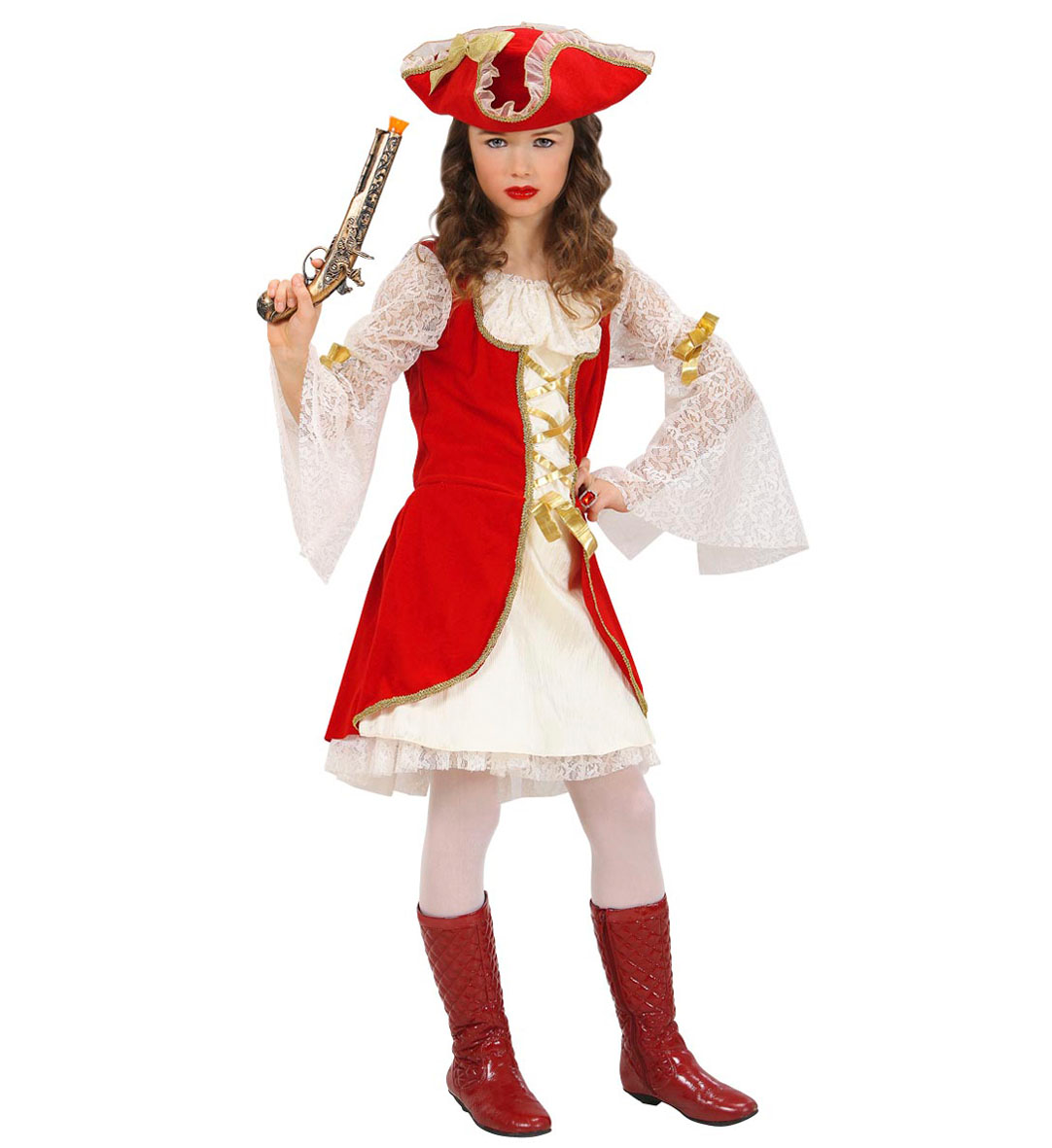 Vestito Carnevale + Accessori Capitano Pirata Vestito Cappello Pistola 5/7 Anni Travestimento - 5879+04859
