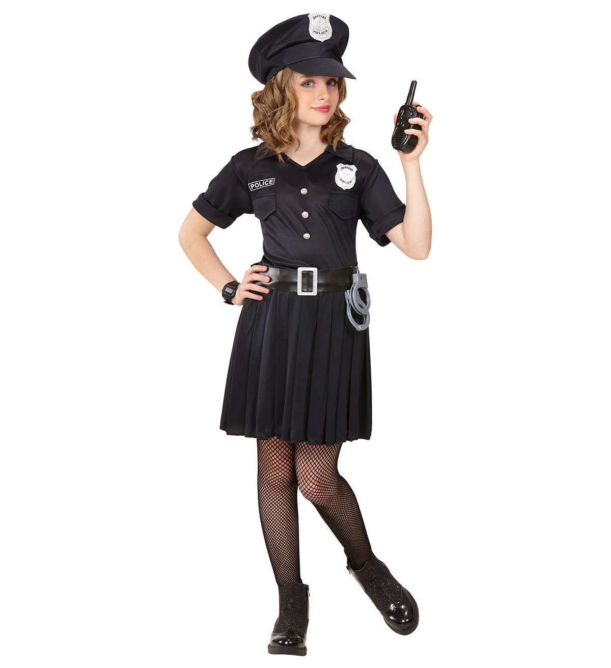 Vestito Carnevale + Accessori Poliziotta Costume Pistola Manette 4/5 Anni Travestimento - 6555+2413d+2775p