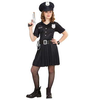 Vestito Carnevale + Accessori Poliziotta Costume Pistola Manette 8/10 Anni Travestimento - 6555+2413d+2775p