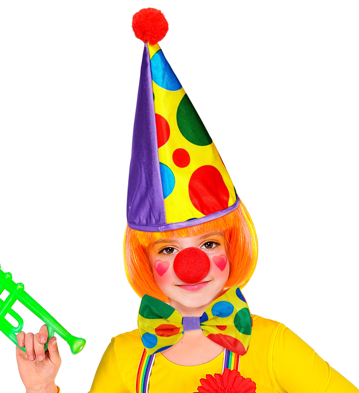 Set Clown Cappello Farfallino Naso Accessori Vestito Travestimento Carnevale Bambino