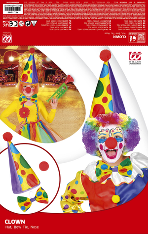 Set Clown Cappello Farfallino Naso Accessori Vestito Travestimento Carnevale Bambino