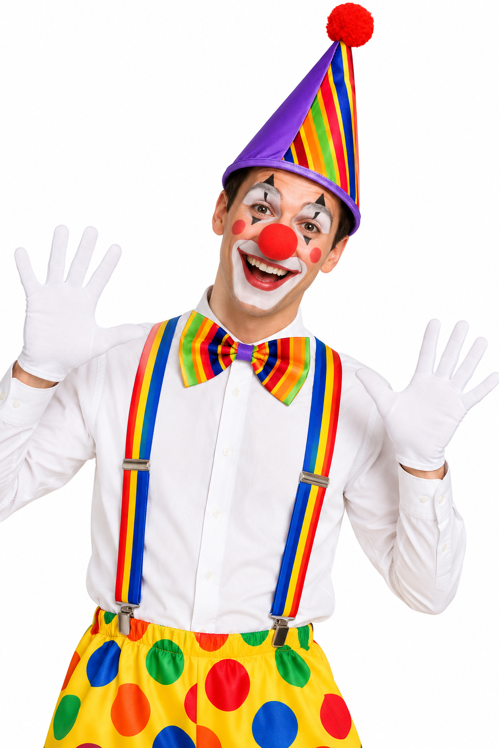 Set Clown Cappello Farfallino Naso Accessori Vestito Travestimento Carnevale Bambino