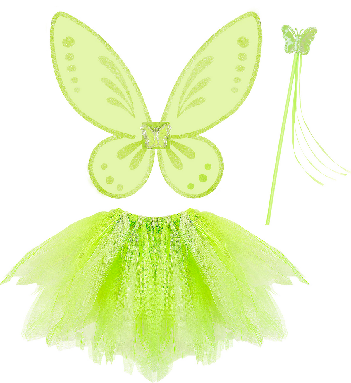 Set Fatina Magica Ali Gonna Bacchetta - Accessori Abito Vestito Travestimento Carnevale Bambina