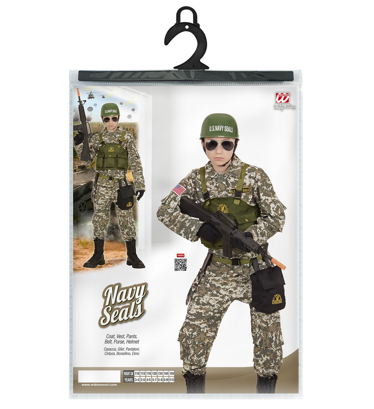 Costume Vestito Abito Travestimento Carnevale Bambino Soldato Navy Seals