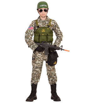 Costume Vestito Abito Travestimento Carnevale Bambino Soldato Navy Seals