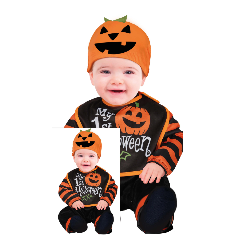 Costume Vestito 1st Pumpkin Halloween Travestimento Zucca per Bambini Halloween Carnevale Cosplay