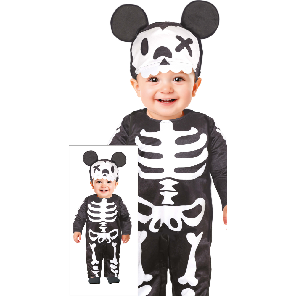 Costume Vestito Mousy Skeleton Travestimento Scheletro Topolino per Bambini Halloween Carnevale Cosplay