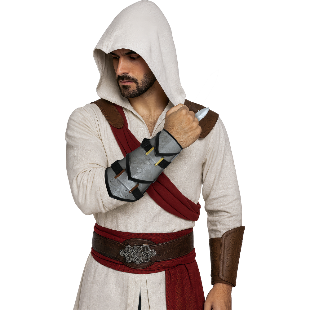 Bracciale Ninja con Pugnale Retrattile Accessorio Travestimento Carnevale Cosplay Assassin's Creed - 46202