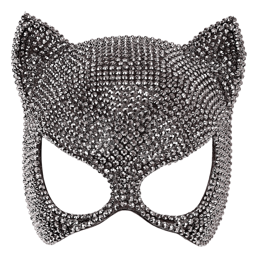 Maschera Gatto con Strass Accessorio Travestimenti per Adulti Carnevale Halloween Cosplay - 12007