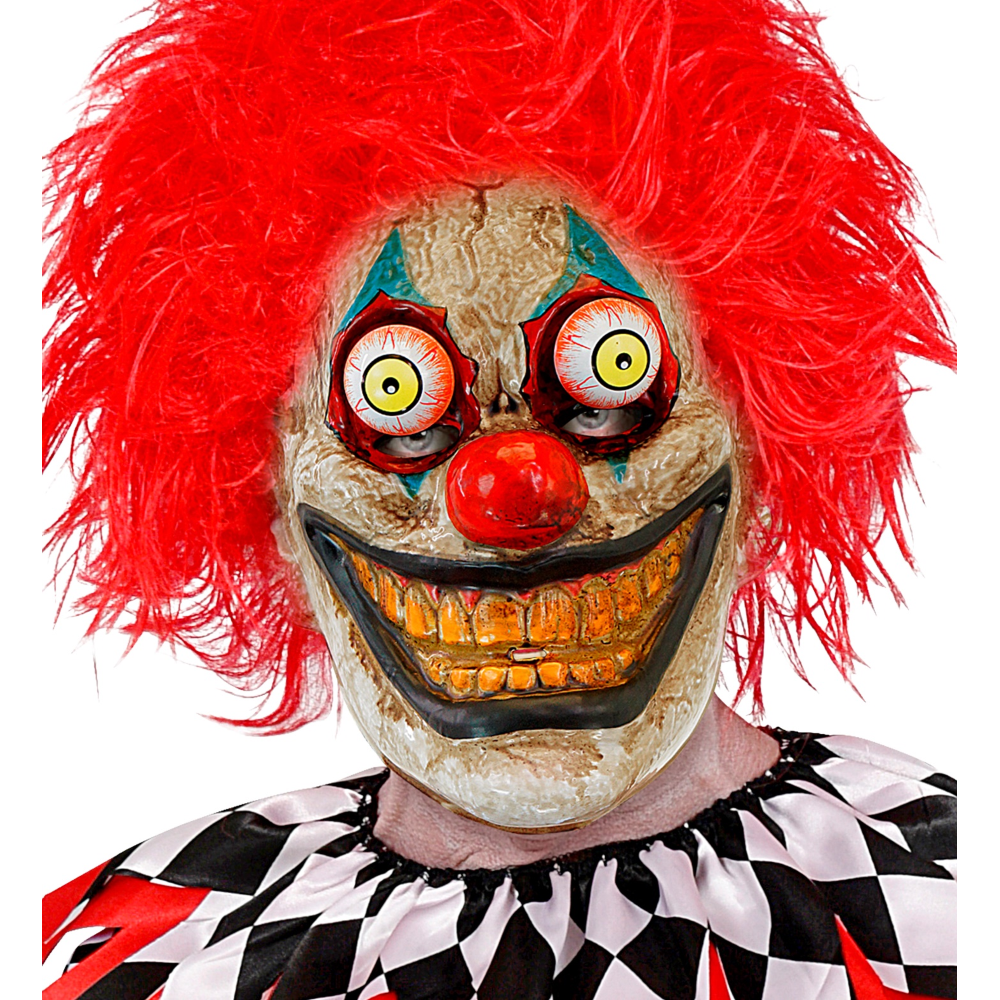 Maschera Clown con Occhi Spalancati Accessorio Travestimento Halloween Cosplay- 30303