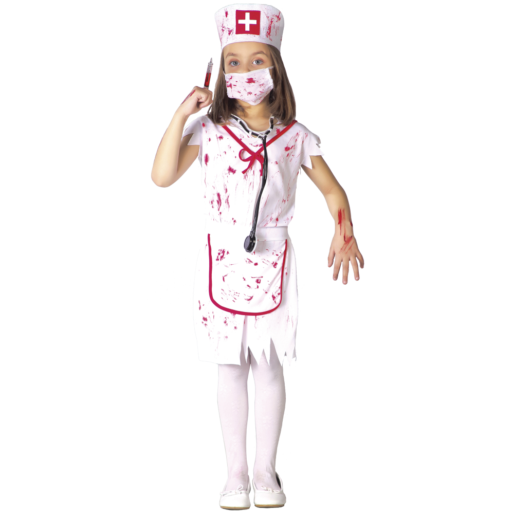 Costume Vestito Infermiera Zombie Travestimento per Bambini Halloween Carnevale Cosplay