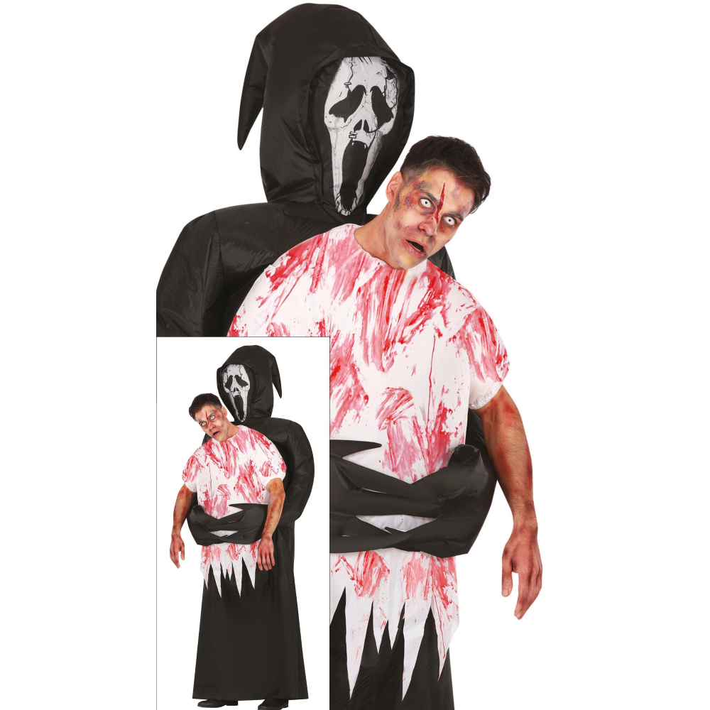 Costume Vestito Death Carre Me Travestimento Morte Gonfiabile per Adulti Halloween Carnevale Cosplay