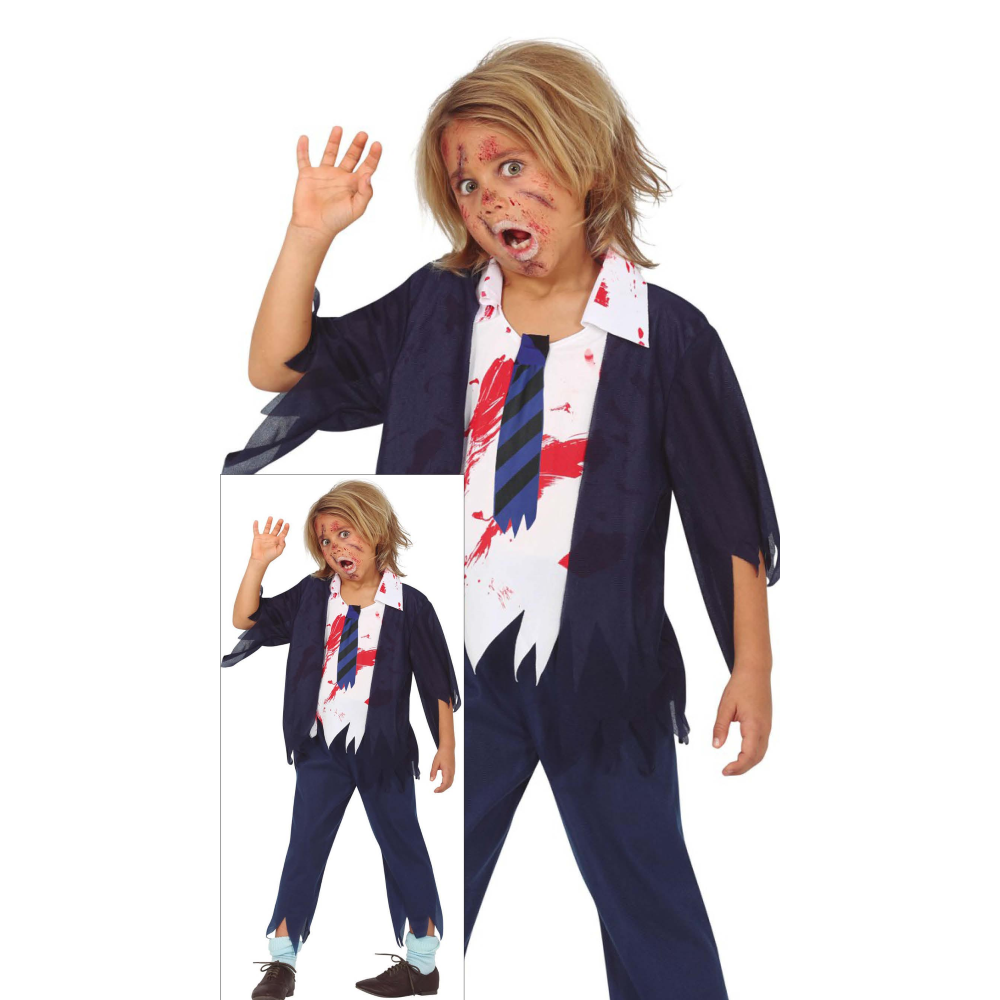 Costume Liceale Zombie per Bambini Vestito Travestimento Halloween Carnevale Cosplay - 7714