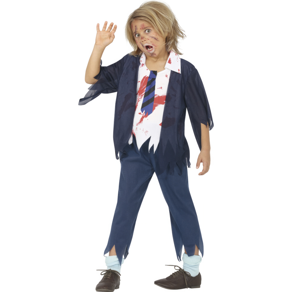 Costume Liceale Zombie per Bambini Vestito Travestimento Halloween Carnevale Cosplay - 7714