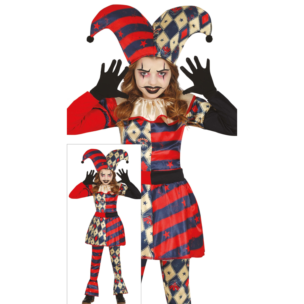 Costume Arlecchina Diamante Vestito Travestimento per Bambine Halloween Cosplay - 7811