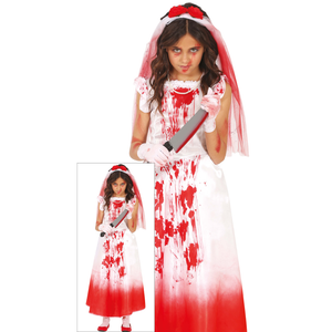 Costume Bloody Wife Vestito Travestimento Sposa Sanguinaria per Bambine Halloween Cosplay
