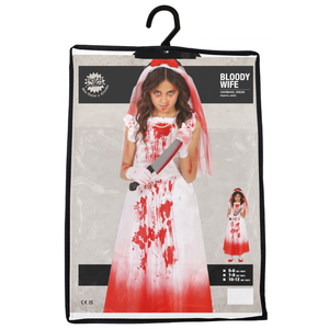 Costume Bloody Wife Vestito Travestimento Sposa Sanguinaria per Bambine Halloween Cosplay