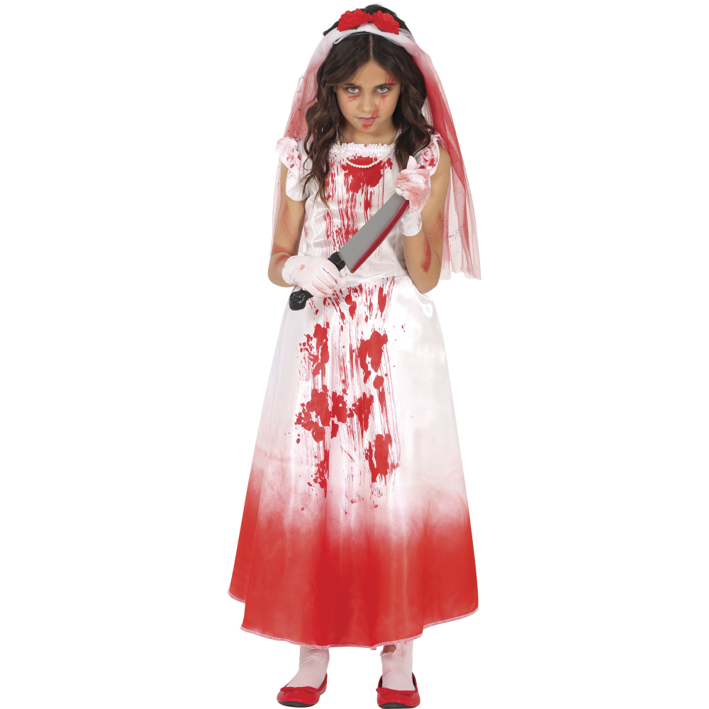Costume Bloody Wife Vestito Travestimento Sposa Sanguinaria per Bambine Halloween Cosplay