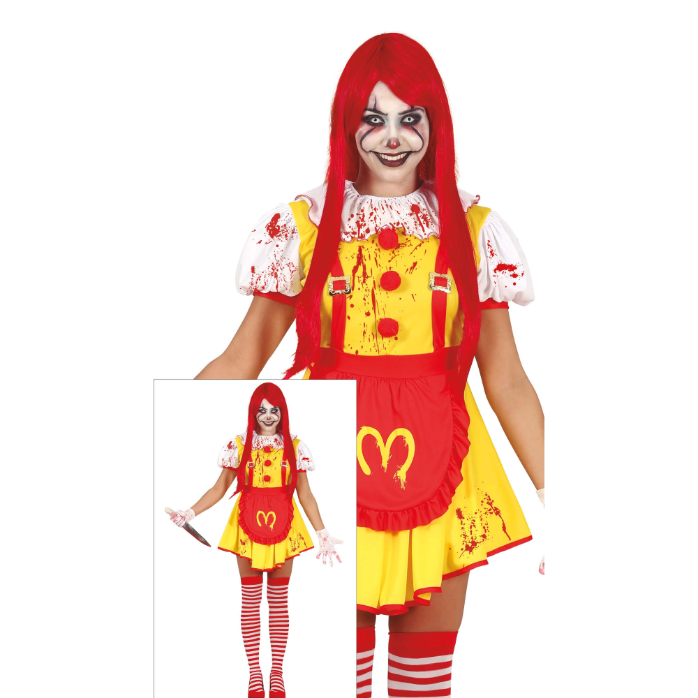 Costume Vestito Miss Mckiller Travestimento Clown Assassino per Adulti Halloween Carnevale Cosplay