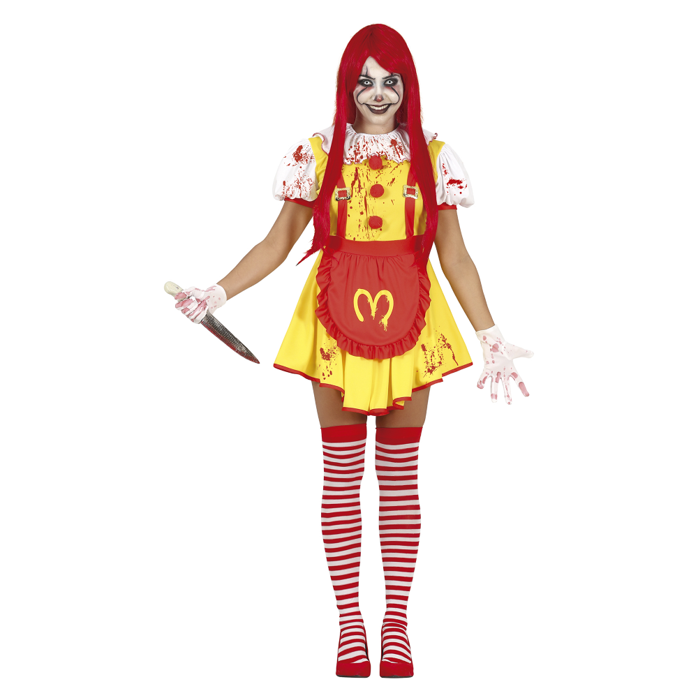 Costume Vestito Miss Mckiller Travestimento Clown Assassino per Adulti Halloween Carnevale Cosplay