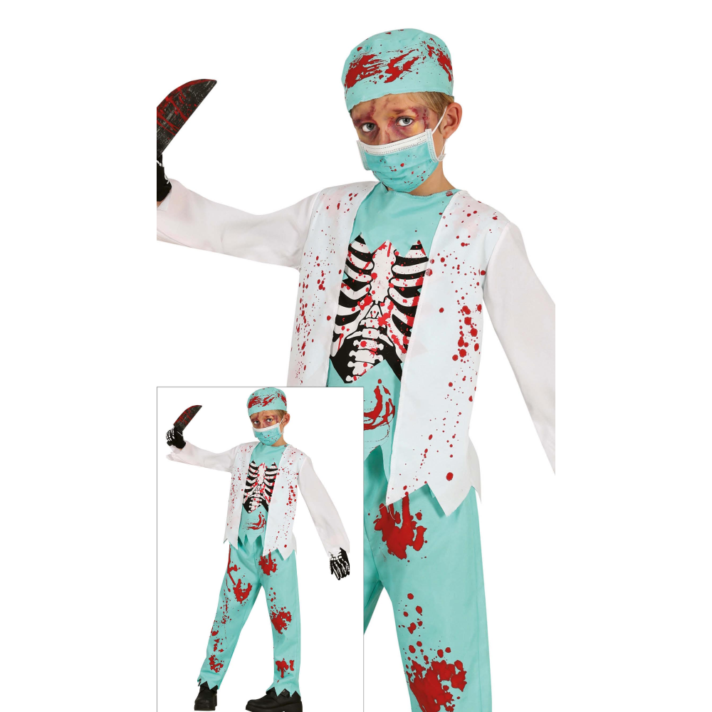 Costume Dottore Medico Scheletro Zombie Vestito Travestimento per Bambini Halloween Cosplay - 7815