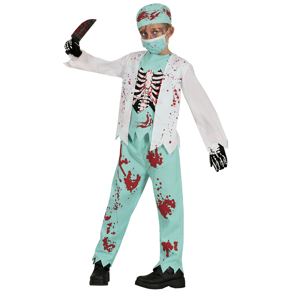 Costume Dottore Medico Scheletro Zombie Vestito Travestimento per Bambini Halloween Cosplay - 7815