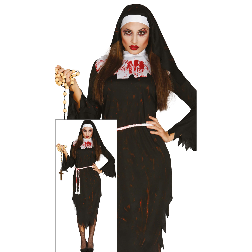 Costume Vestito Suora Zombie Travestimento per Adulti Halloween Carnevale Cosplay