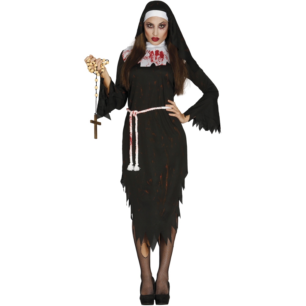 Costume Vestito Suora Zombie Travestimento per Adulti Halloween Carnevale Cosplay