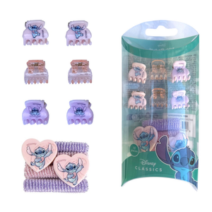 Accessori per Capelli Stitch DISNEY Set 6 Mini Fermagli 4 Elastici per Acconciature in Confezione - 2952