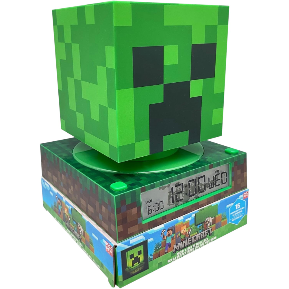 Lampada 3d Minecraft Creeper da Comodino Luce Notturna LED Sveglia Digitale - Min3020