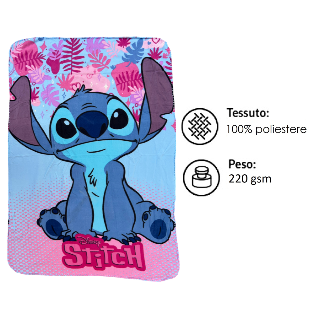 Plaid Stitch DISNEY Coperta in 100% Poliestere 220 Gsm 100 X 140 CM per Bambini - Lil36-5568