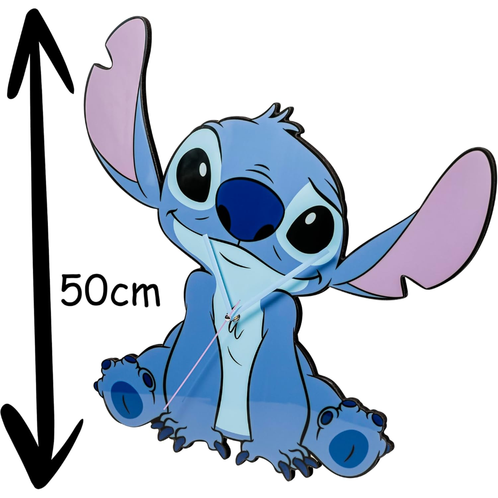 Maxi Orologio da Parete Stitch DISNEY Analogico 50 CM Sagomato Accessorio Decorativo Casa - Las3069