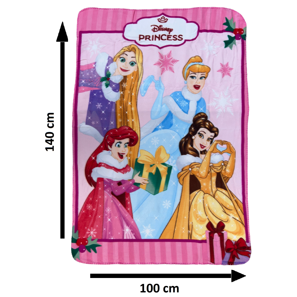 Plaid Principesse Natale DISNEY Coperta in 100% Poliestere 220 Gsm 100 X 140 CM per Bambini - Pri36-5585
