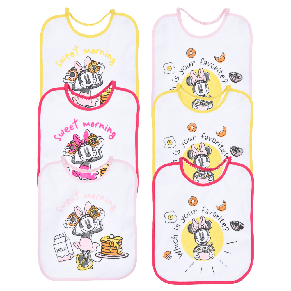 Bavette Minnie DISNEY Set 6 Bavaglini 27 X 22,5 CM in Spugna per Bambini - Hy00177