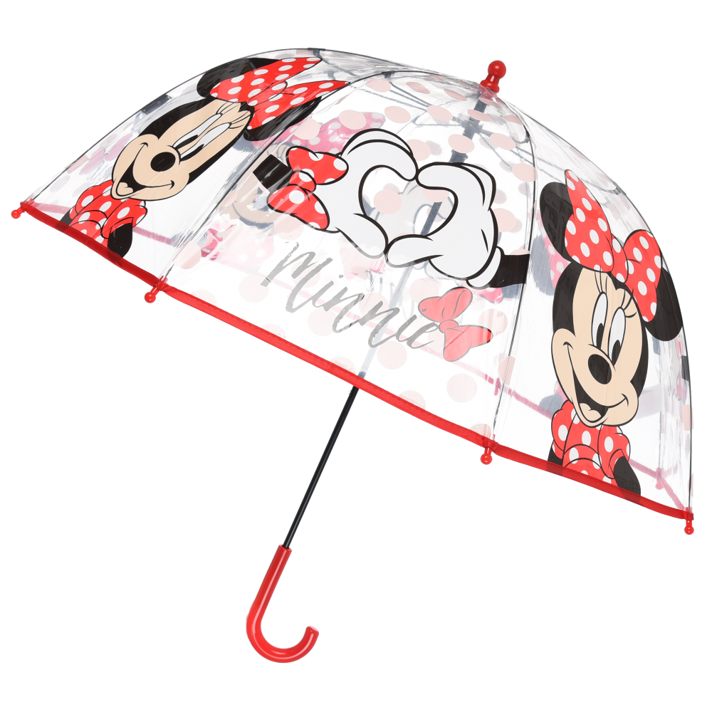 Ombrello a Cupola Minnie DISNEY per Bambini 64 CM Trasparente con Apertura Manuale - Hy40112
