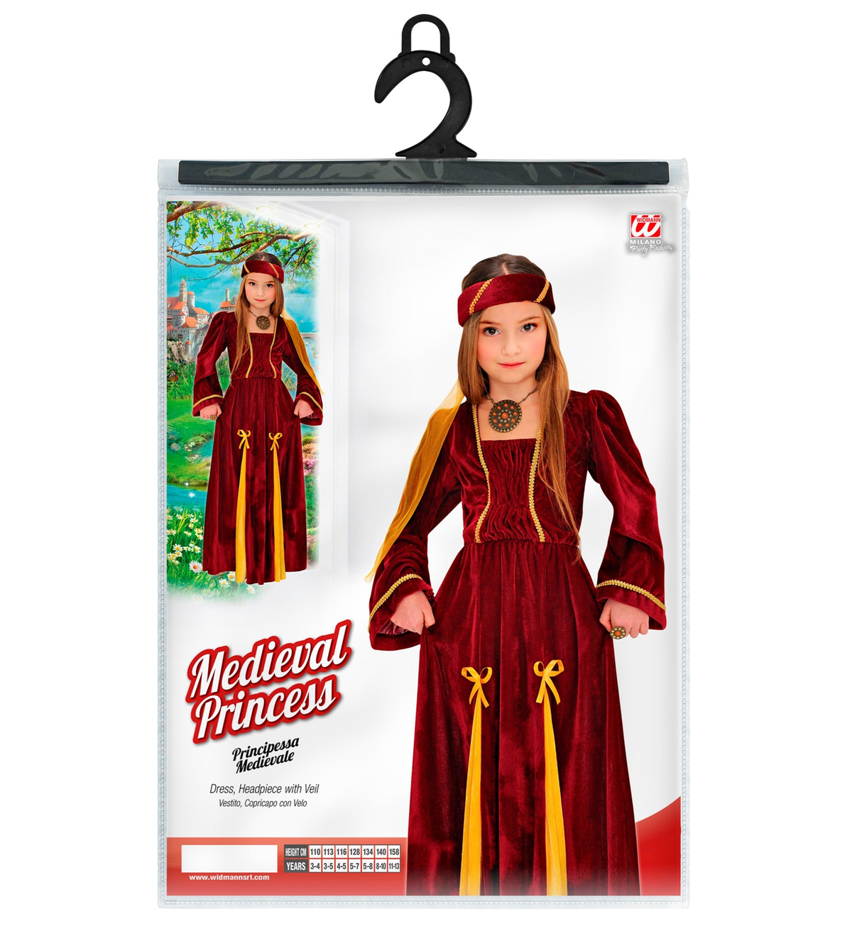 Costume Vestito Abito Travestimento Carnevale Bambina Principessa Medievale - 1253