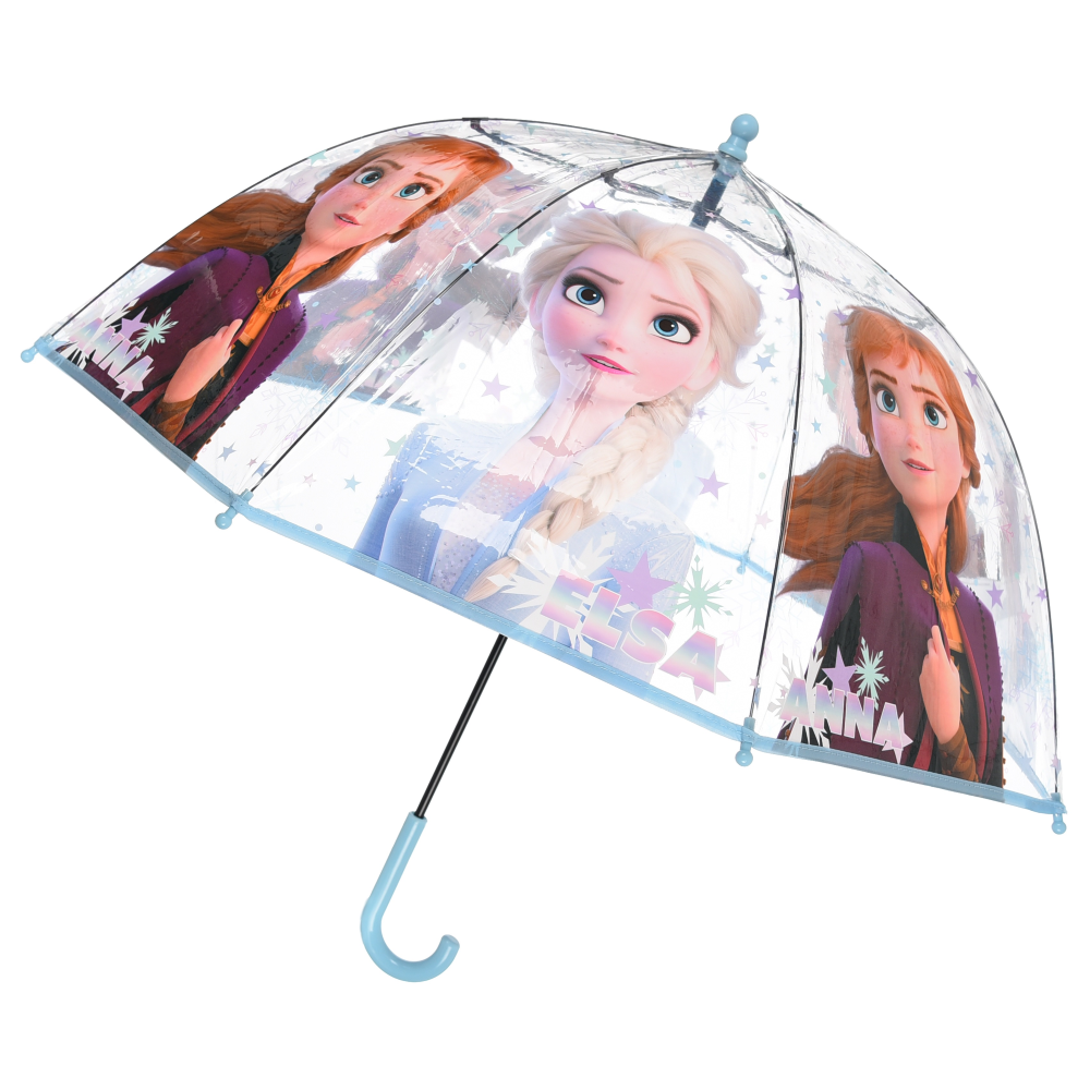 Ombrello a Cupola Frozen DISNEY per Bambini 64 CM Trasparente con Apertura Manuale - Hy40109