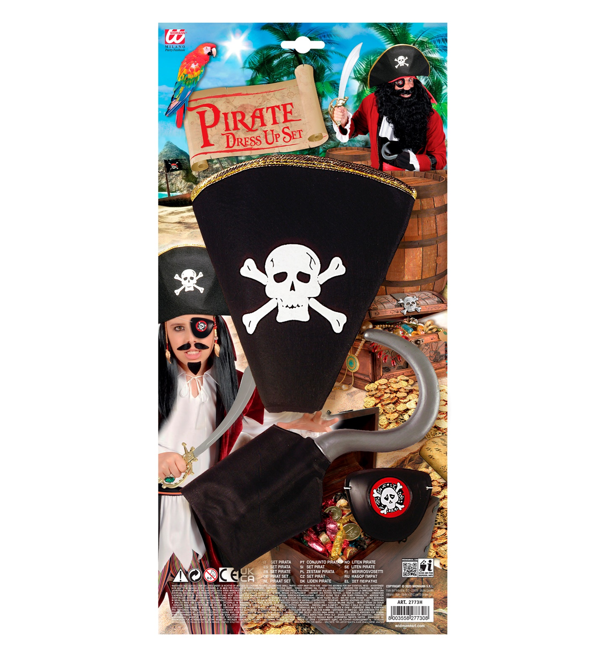 Set Pirata Cappello,uncino e Benda per Occhio Accessori Abito Vestito Carnevale Bambino