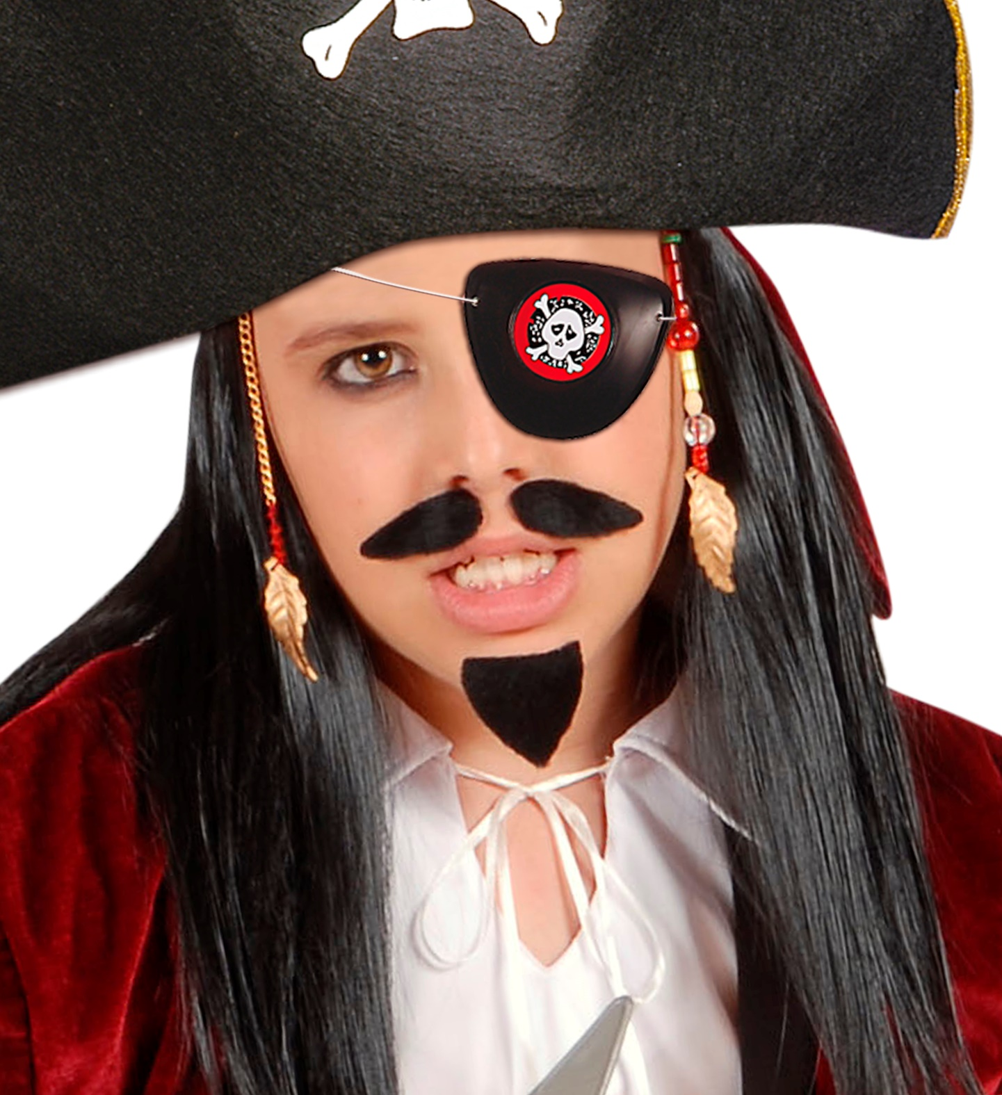 Set Pirata Cappello,uncino e Benda per Occhio Accessori Abito Vestito Carnevale Bambino