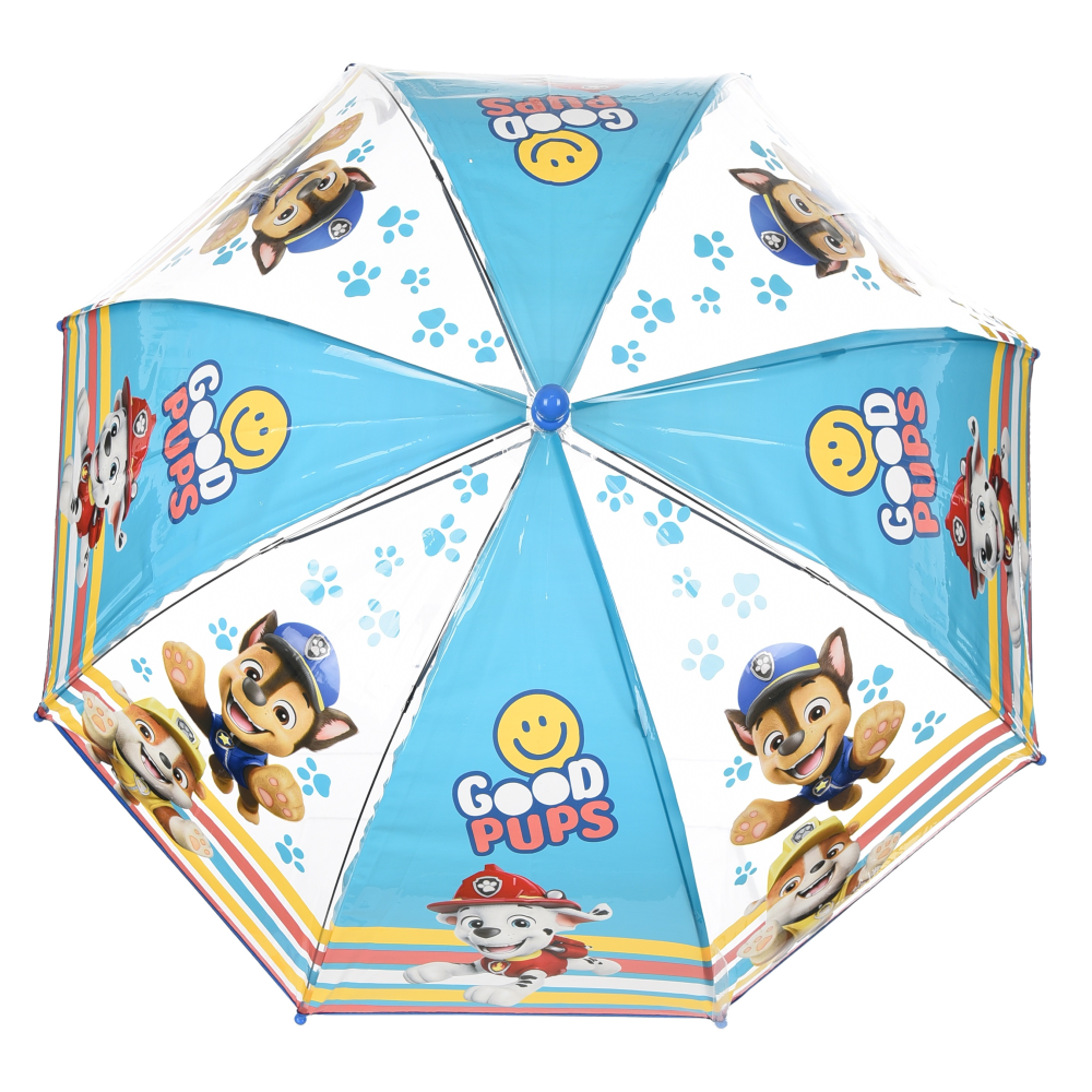Ombrello a Cupola Paw Patrol per Bambini 64 CM Trasparente con Apertura Manuale - Hy40099