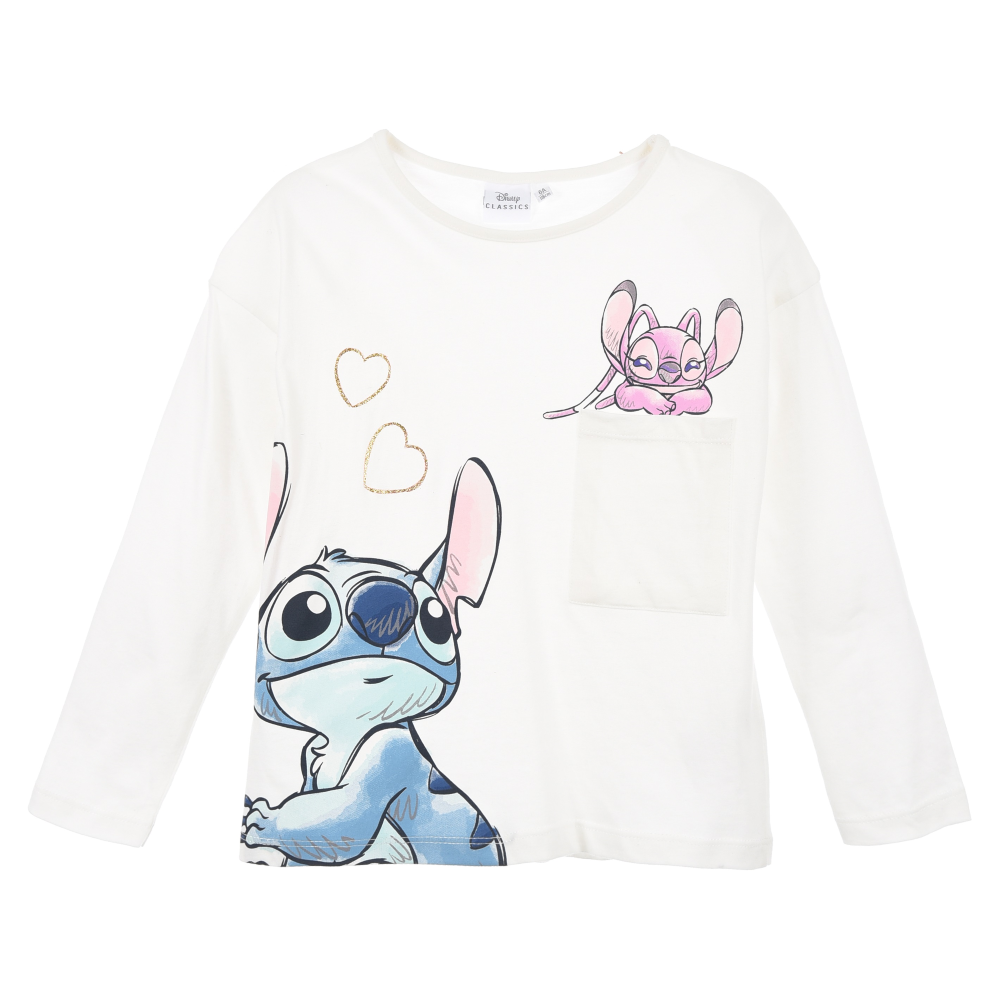 T-Shirt M.l. Stitch DISNEY Maglia per Bambini 3/8 Anni - Hy10165.owhite