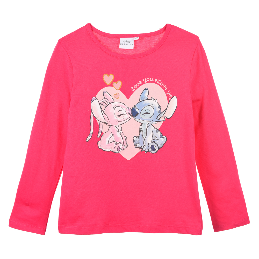 T-Shirt M.l. Stitch DISNEY Maglia per Bambini 3/8 Anni - Hy10168.fushia