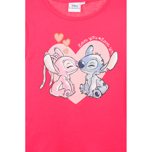 T-Shirt M.l. Stitch DISNEY Maglia per Bambini 3/8 Anni - Hy10168.fushia